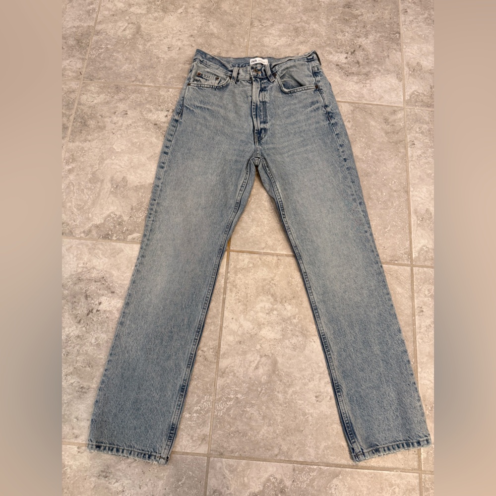 Zara Light Blue Straight Jeans